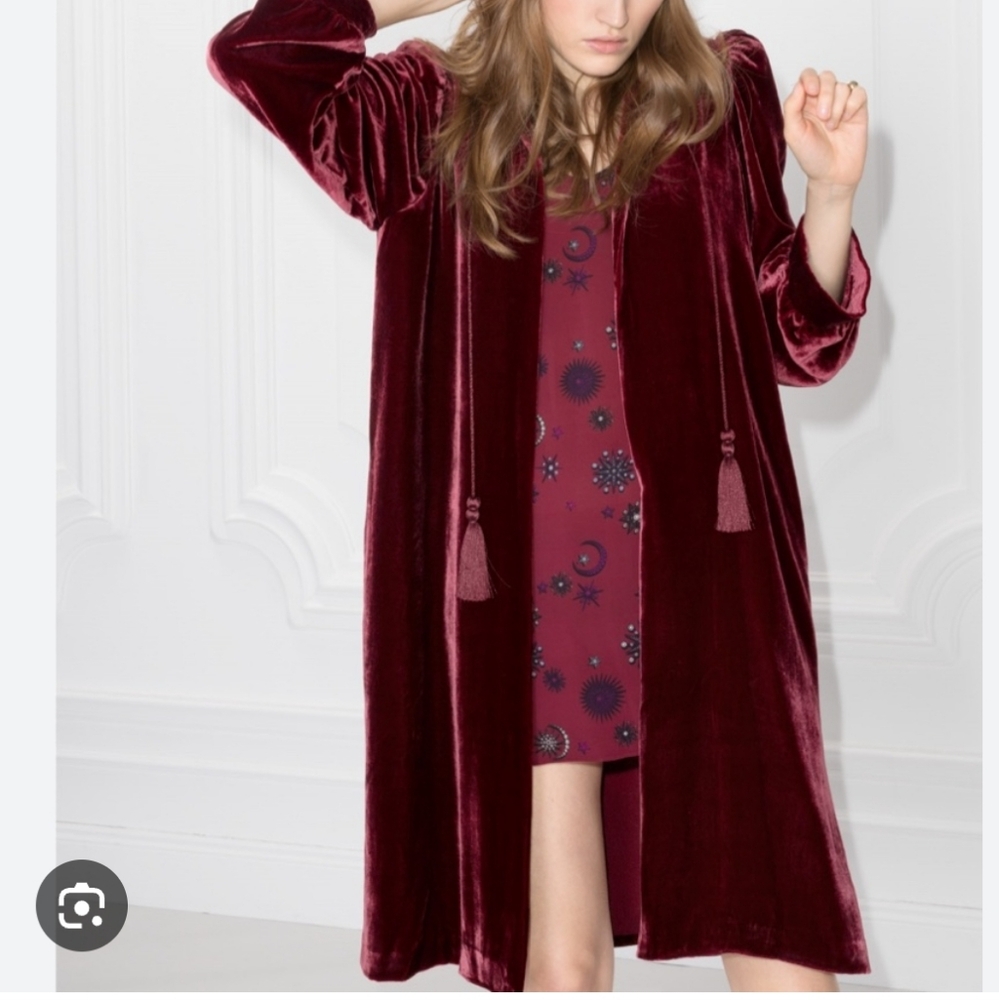 & Other Stories Burgundy Velvet Robe